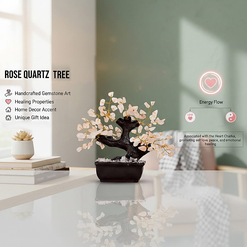 Livmore 150 Rose Quartz Gemstone Bonsai Tree (6 Inch)