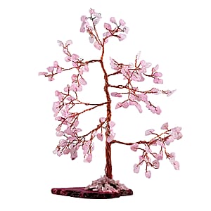 Livmore 150 Rose Quartz Stone Gem Stone Bonsai Tree With Agate Base - Pink