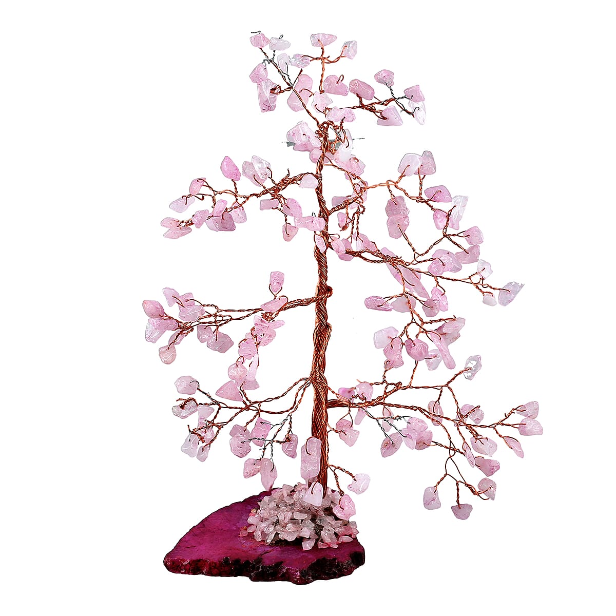 Livmore 150 Rose Quartz Gemstone Bonsai Tree With Agate Base - Pink image number 1