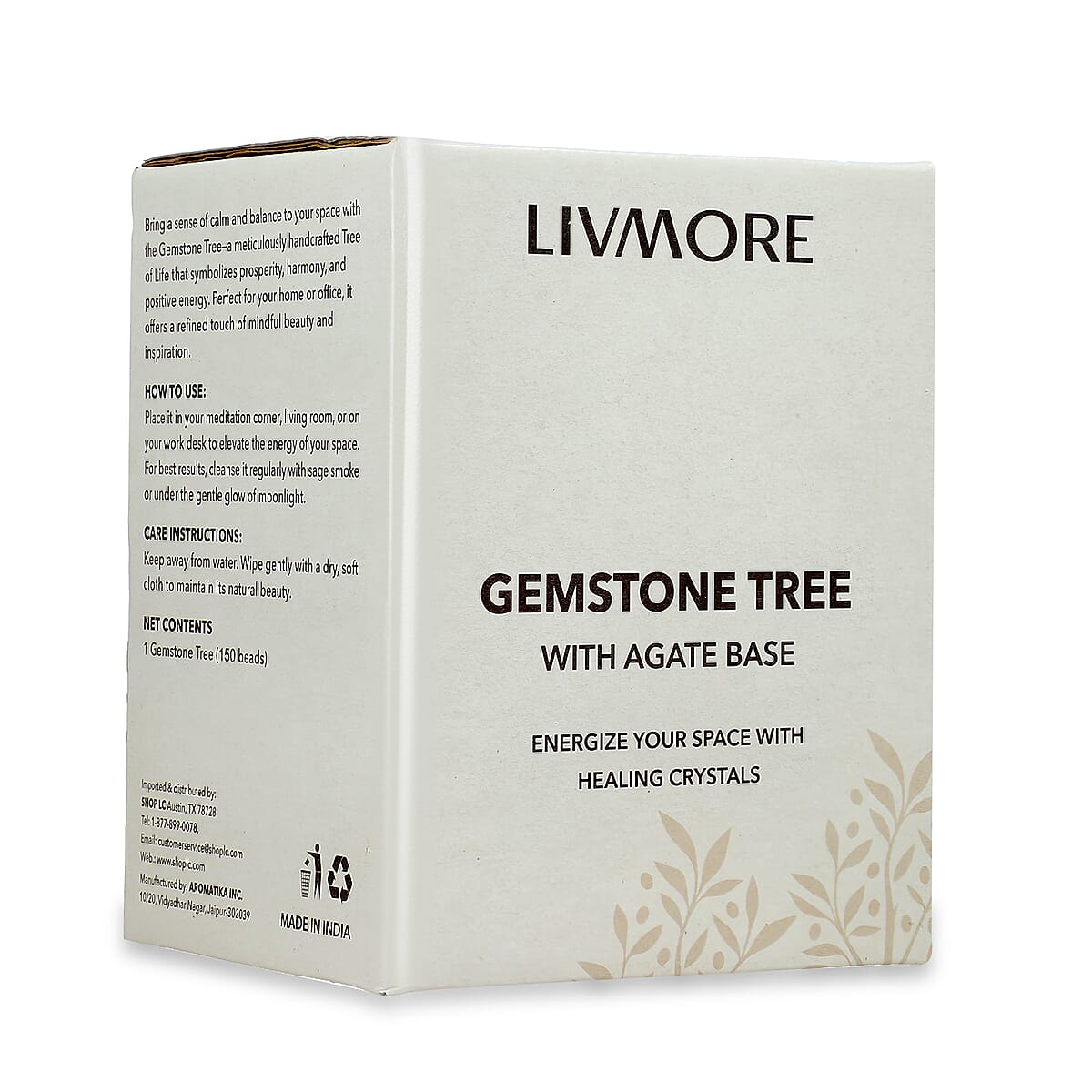 Livmore 150 Rose Quartz Gemstone Bonsai Tree With Agate Base - Pink image number 4