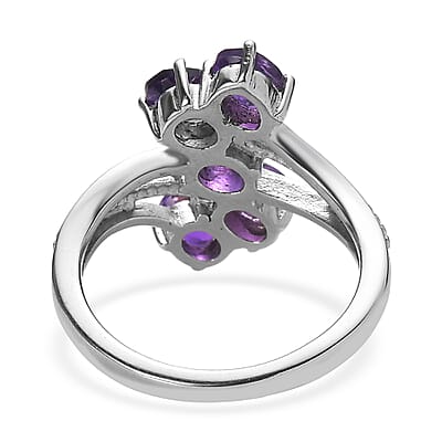 EverTrue African Amethyst 1.85 ctw 5 Stone Ring in Stainless Steel (Size 10.0)