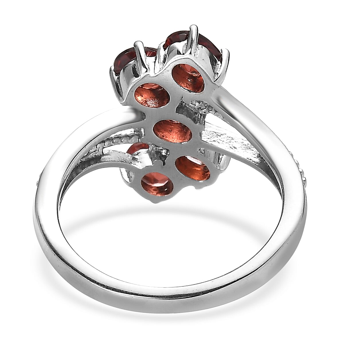 EverTrue Mozambique Garnet 2.15 ctw 5 Stone Ring in Stainless Steel (Size 5.0) image number 4