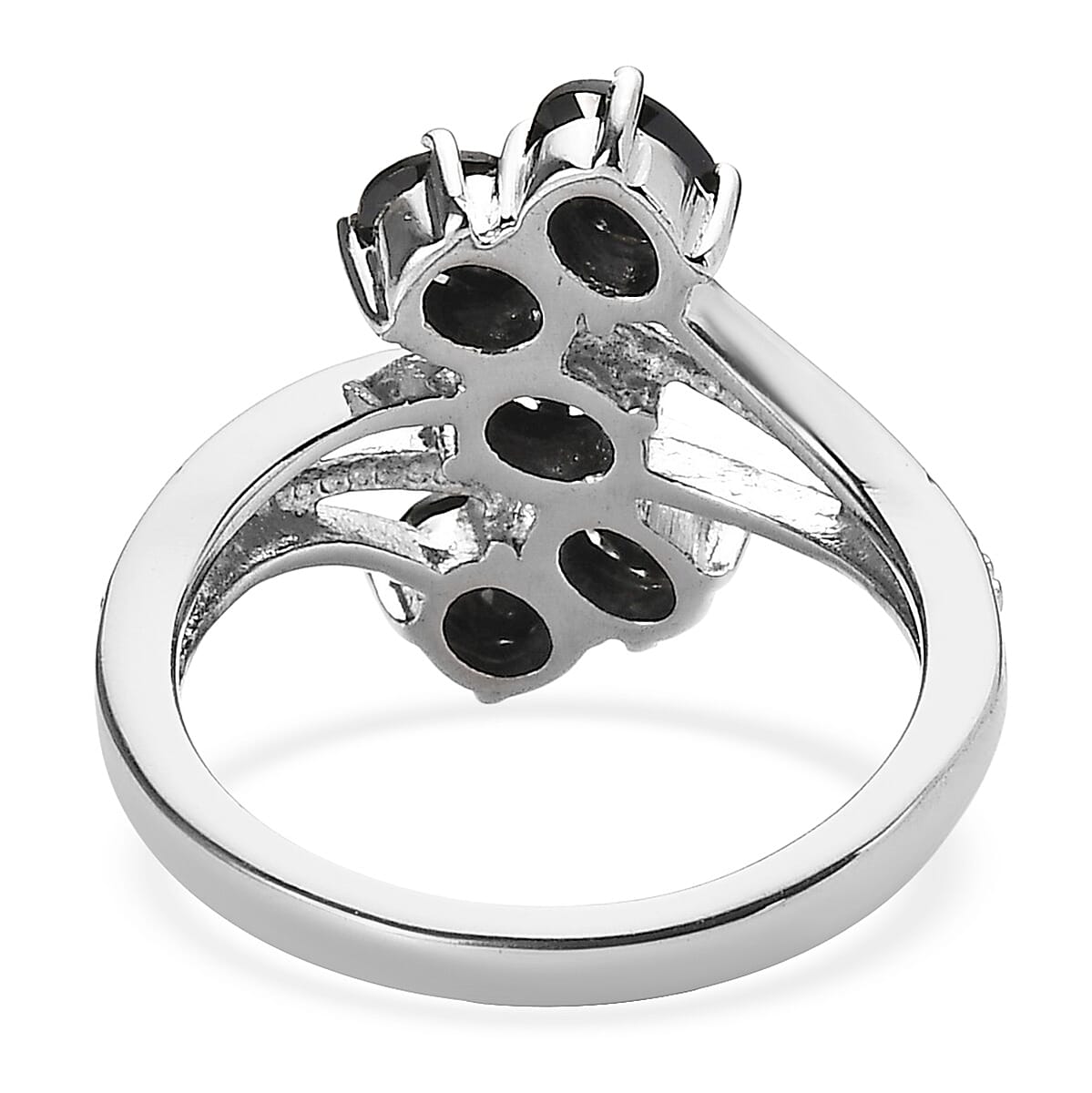 EverTrue Thai Black Spinel 2.40 ctw 5 Stone Ring in Stainless Steel (Size 10.0) image number 4