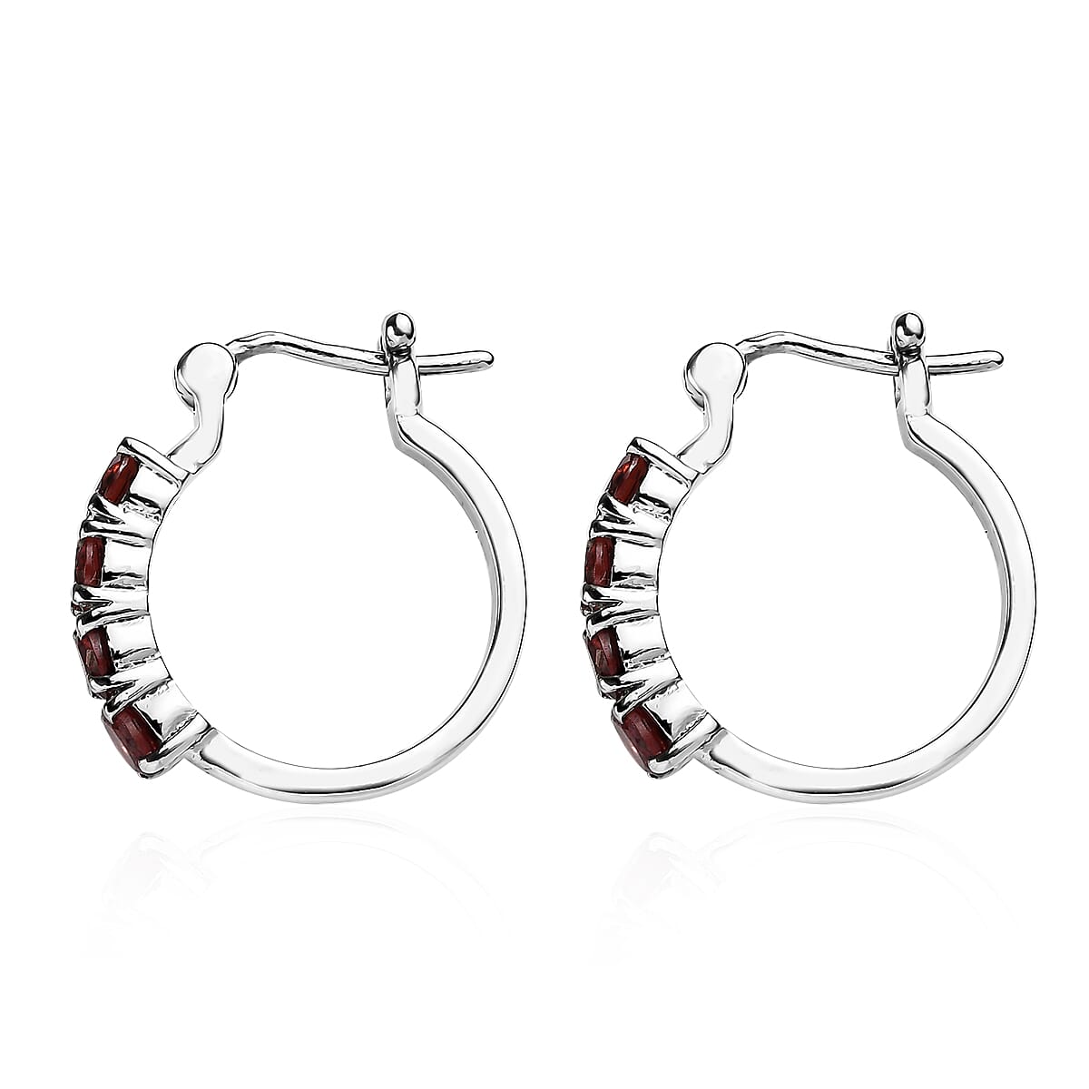 EverTrue Mozambique Garnet 2.00 ctw Hoop Earrings in Stainless Steel image number 3