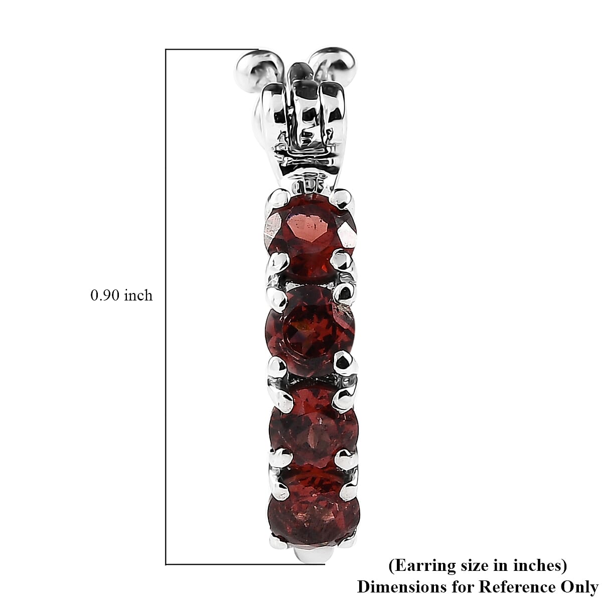 EverTrue Mozambique Garnet 2.00 ctw Hoop Earrings in Stainless Steel image number 4