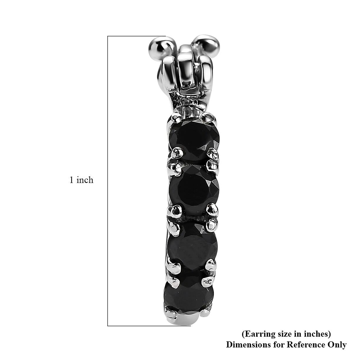 EverTrue Thai Black Spinel 1.85 ctw Hoop Earrings in Stainless Steel image number 4