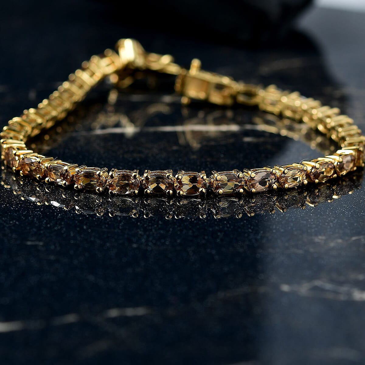 D'Joy Golden Turkizite 7.60 ctw Bracelet in 18K Vermeil Yellow Gold Over Sterling Silver (6.50 In) image number 1