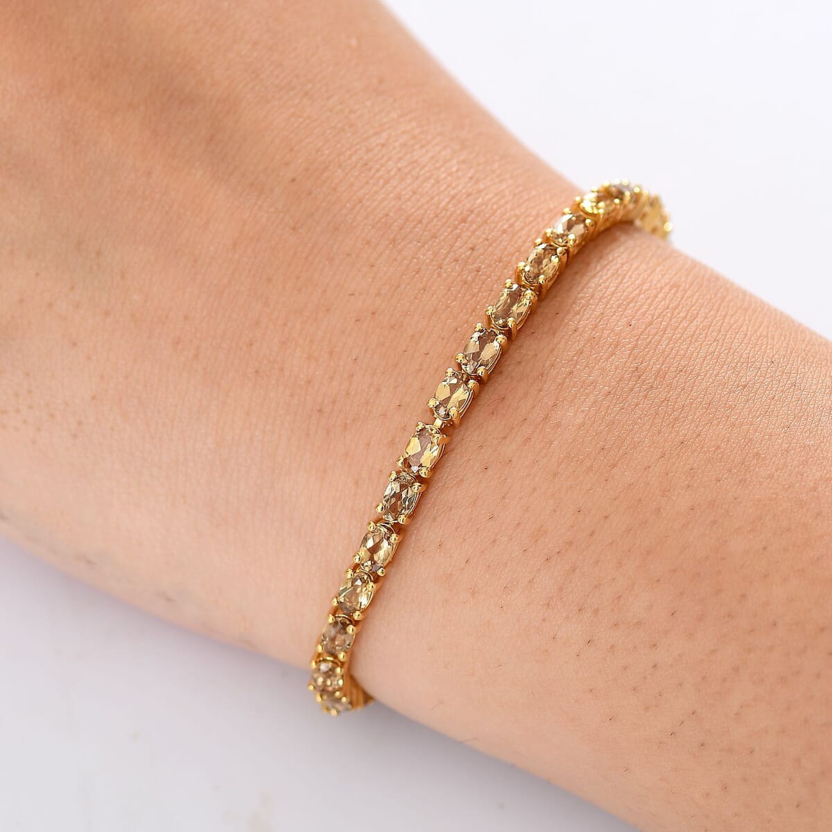 D'Joy Golden Turkizite 7.60 ctw Bracelet in 18K Vermeil Yellow Gold Over Sterling Silver (6.50 In) image number 2