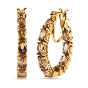 D'Joy Golden Turkizite 4.70 ctw Hoop Earrings in 18K Vermeil Yellow Gold Over Sterling Silver