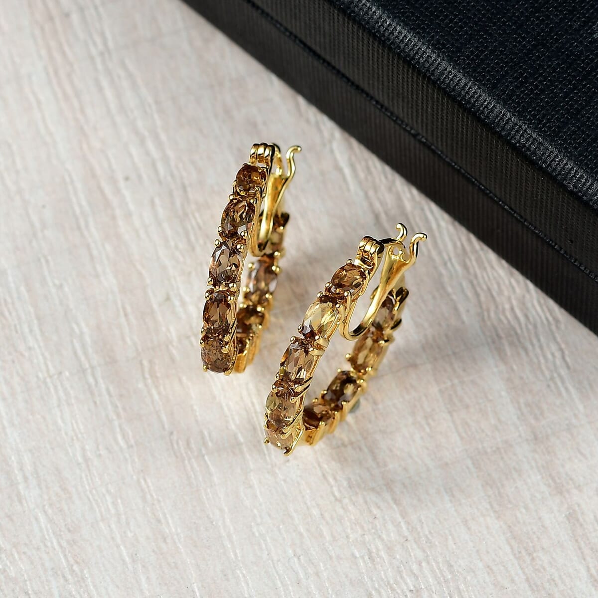 D'Joy Golden Turkizite 4.70 ctw Hoop Earrings in 18K Vermeil Yellow Gold Over Sterling Silver image number 1