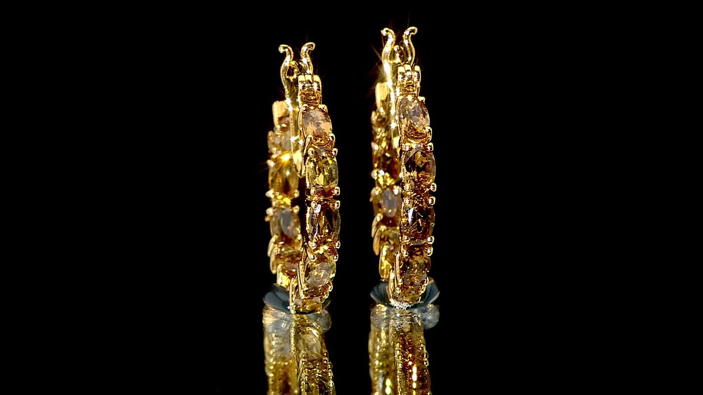 D'Joy Golden Turkizite 4.70 ctw Hoop Earrings in 18K Vermeil Yellow Gold Over Sterling Silver