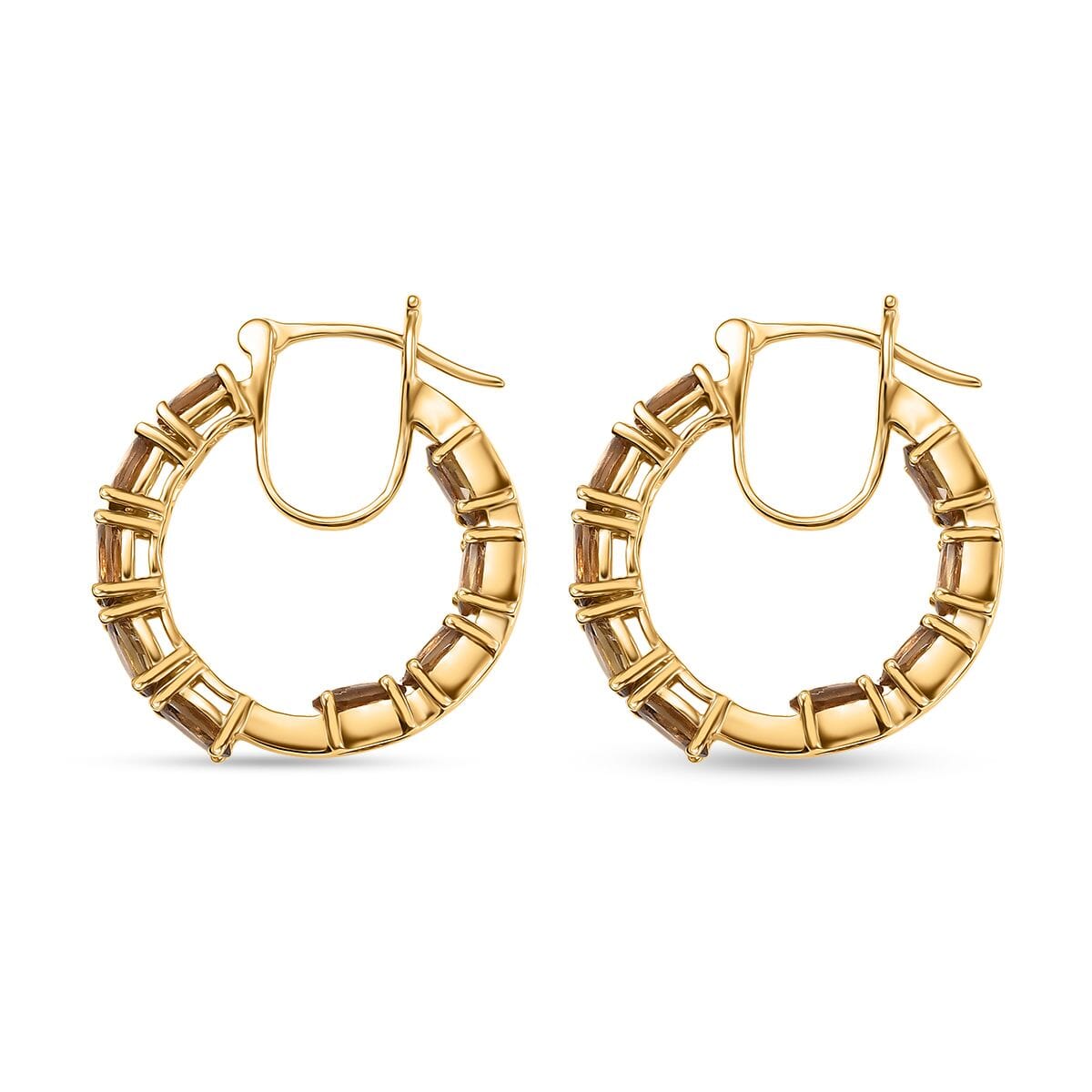 D'Joy Golden Turkizite 4.70 ctw Hoop Earrings in 18K Vermeil Yellow Gold Over Sterling Silver image number 3