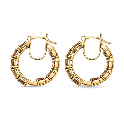 D'Joy Golden Turkizite 4.70 ctw Hoop Earrings in 18K Vermeil Yellow Gold Over Sterling Silver
