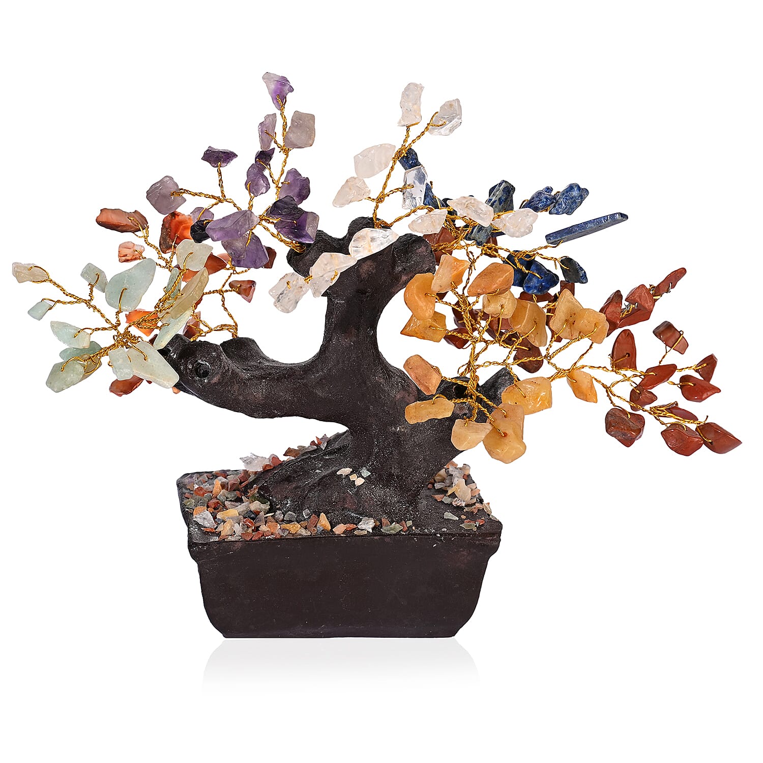Livmore 150 Seven Chakra Multi Gemstone Bonsai Tree (6 Inch)