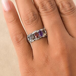 EverTrue Multi gemstone 2.60 ctw 5 Stone Ring in Stainless Steel (Size 9.0)