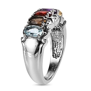 EverTrue Multi gemstone 2.60 ctw 5 Stone Ring in Stainless Steel (Size 9.0)