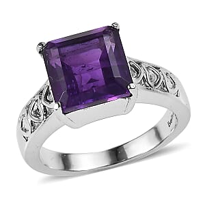 EverTrue African Amethyst Ring in Stainless Steel (Size 10.0) 4.70 ctw