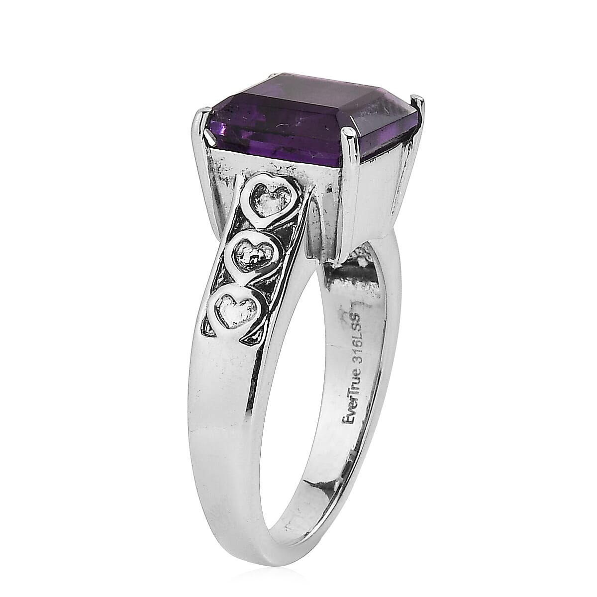 EverTrue African Amethyst Ring in Stainless Steel (Size 10.0) 4.70 ctw image number 3
