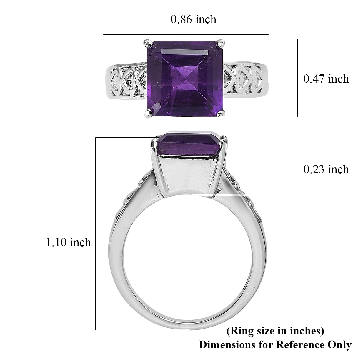 EverTrue African Amethyst Ring in Stainless Steel (Size 10.0) 4.70 ctw image number 5