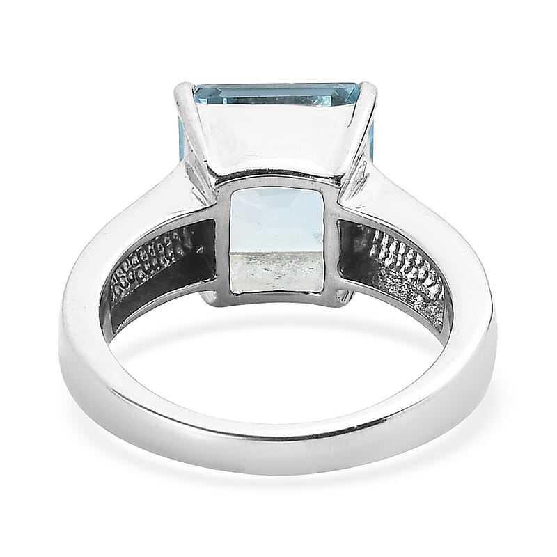 EverTrue Sky Blue Topaz 6.15 ctw Solitaire Ring in Stainless Steel (Size 6.0)