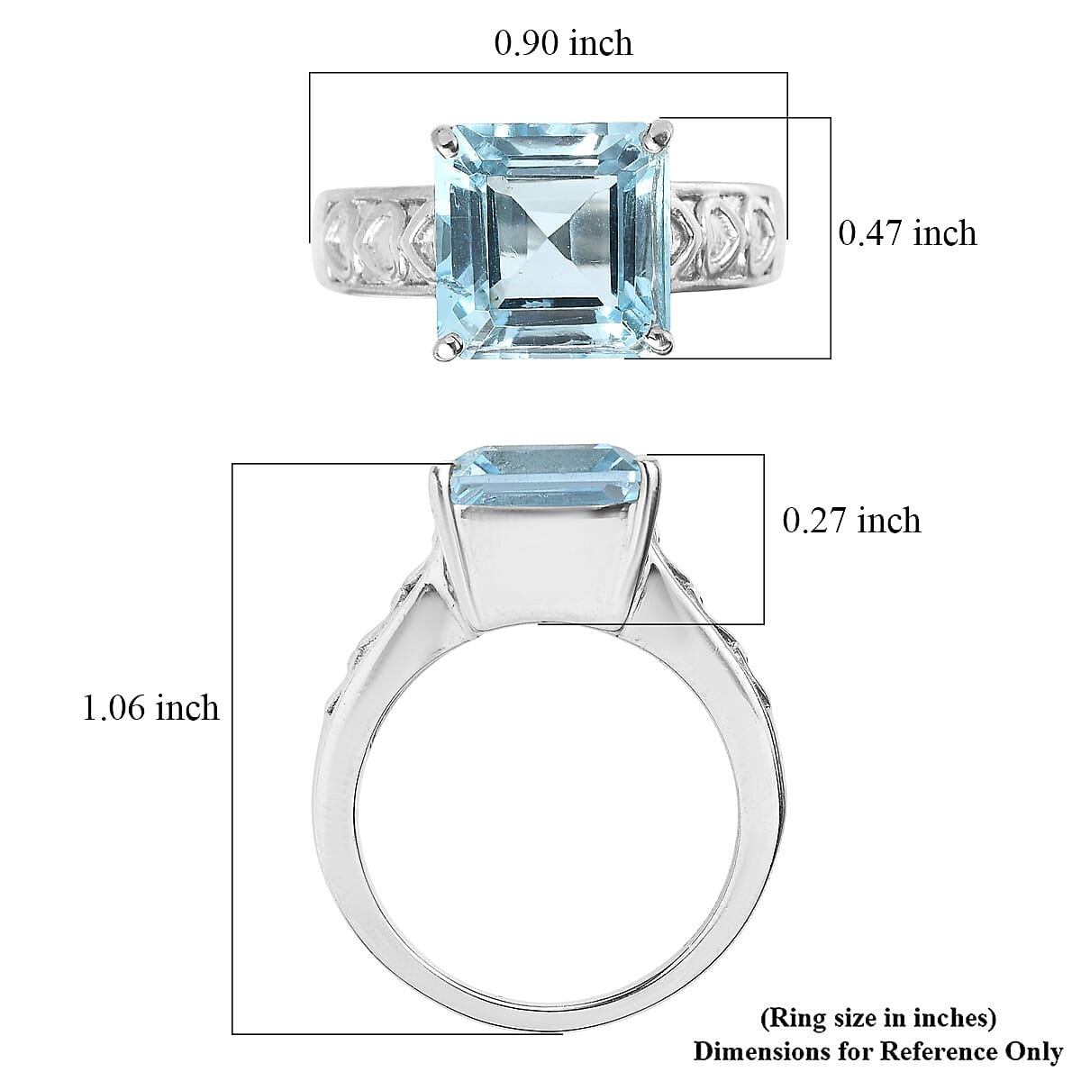 EverTrue Sky Blue Topaz 6.15 ctw Solitaire Ring in Stainless Steel (Size 8.0)