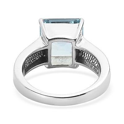 EverTrue Sky Blue Topaz 6.15 ctw Solitaire Ring in Stainless Steel (Size 9.0)