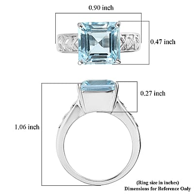 EverTrue Sky Blue Topaz 6.15 ctw Solitaire Ring in Stainless Steel (Size 9.0)