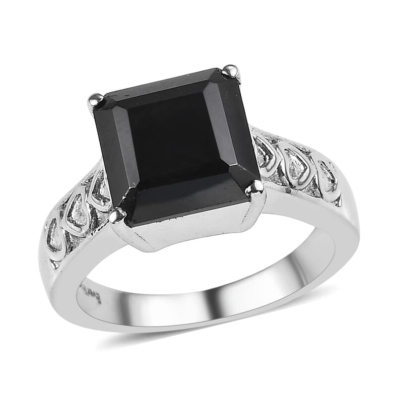 EverTrue Thai Black Spinel Ring in Stainless Steel 6.00 ctw (Size 10.0)