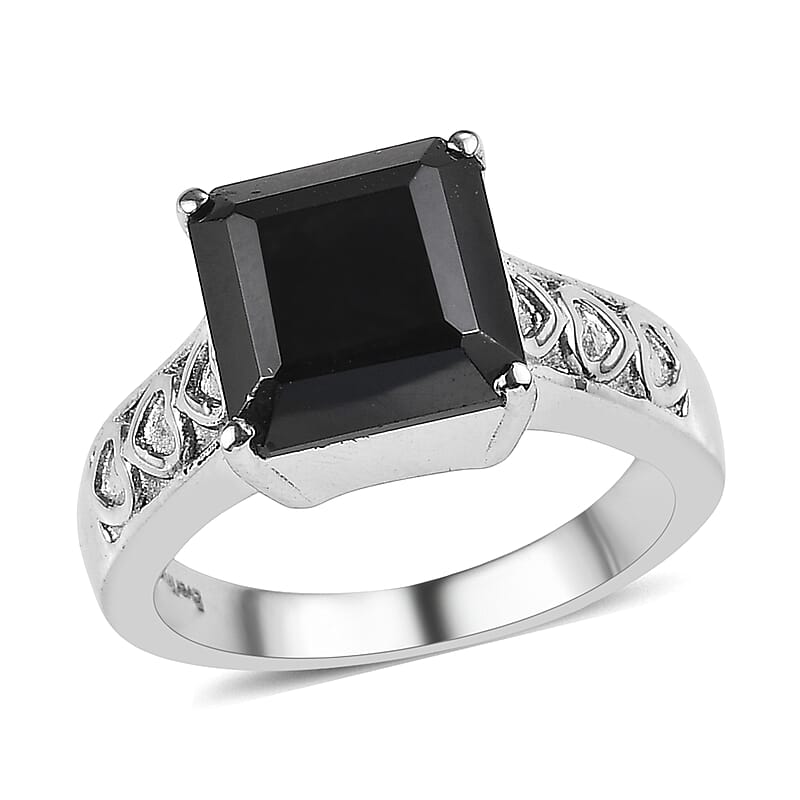 EverTrue Thai Black Spinel Ring in Stainless Steel 6.00 ctw (Size 10.0)
