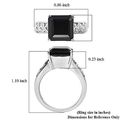 EverTrue Thai Black Spinel Ring in Stainless Steel 6.00 ctw (Size 10.0)