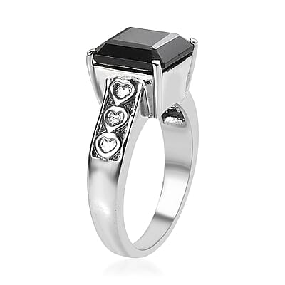 EverTrue Thai Black Spinel Ring in Stainless Steel 6.00 ctw (Size 11.0)