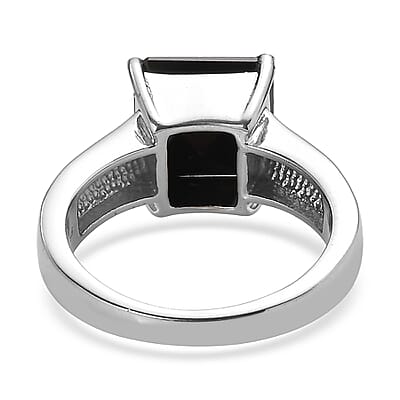 EverTrue Thai Black Spinel Ring in Stainless Steel 6.00 ctw (Size 11.0)