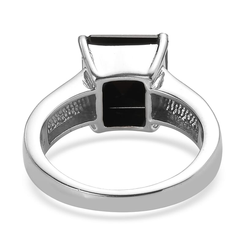 EverTrue Thai Black Spinel Ring in Stainless Steel 6.00 ctw (Size 6.0)