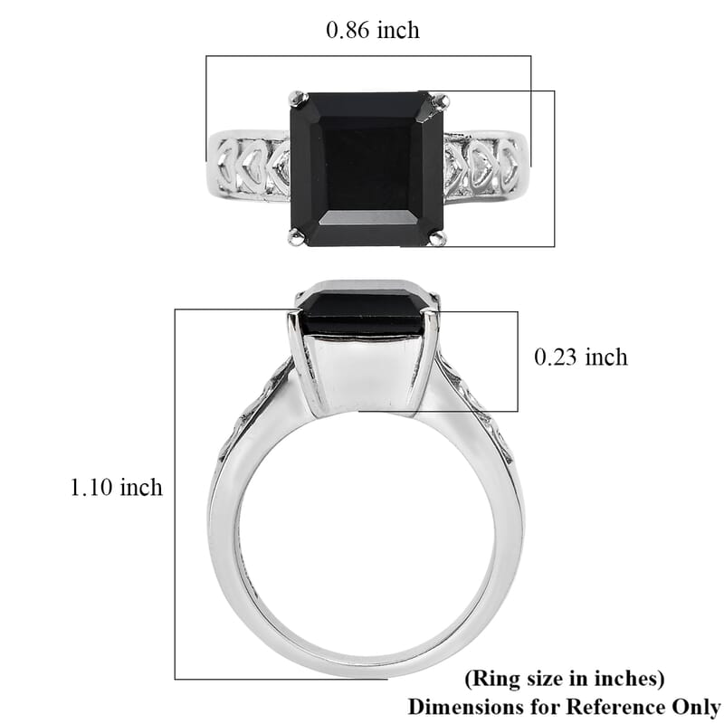 EverTrue Thai Black Spinel Ring in Stainless Steel 6.00 ctw (Size 6.0)
