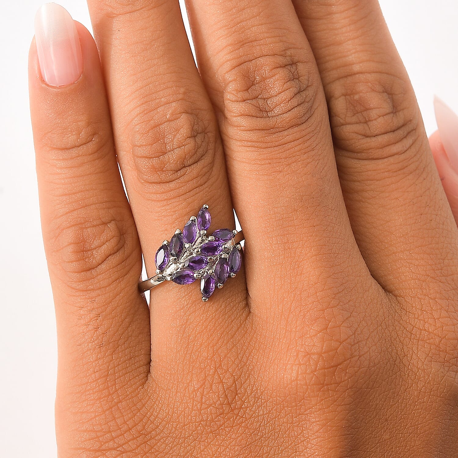 EverTrue African Amethyst 1.60 ctw Ring in Stainless Steel (Size 10.0) 