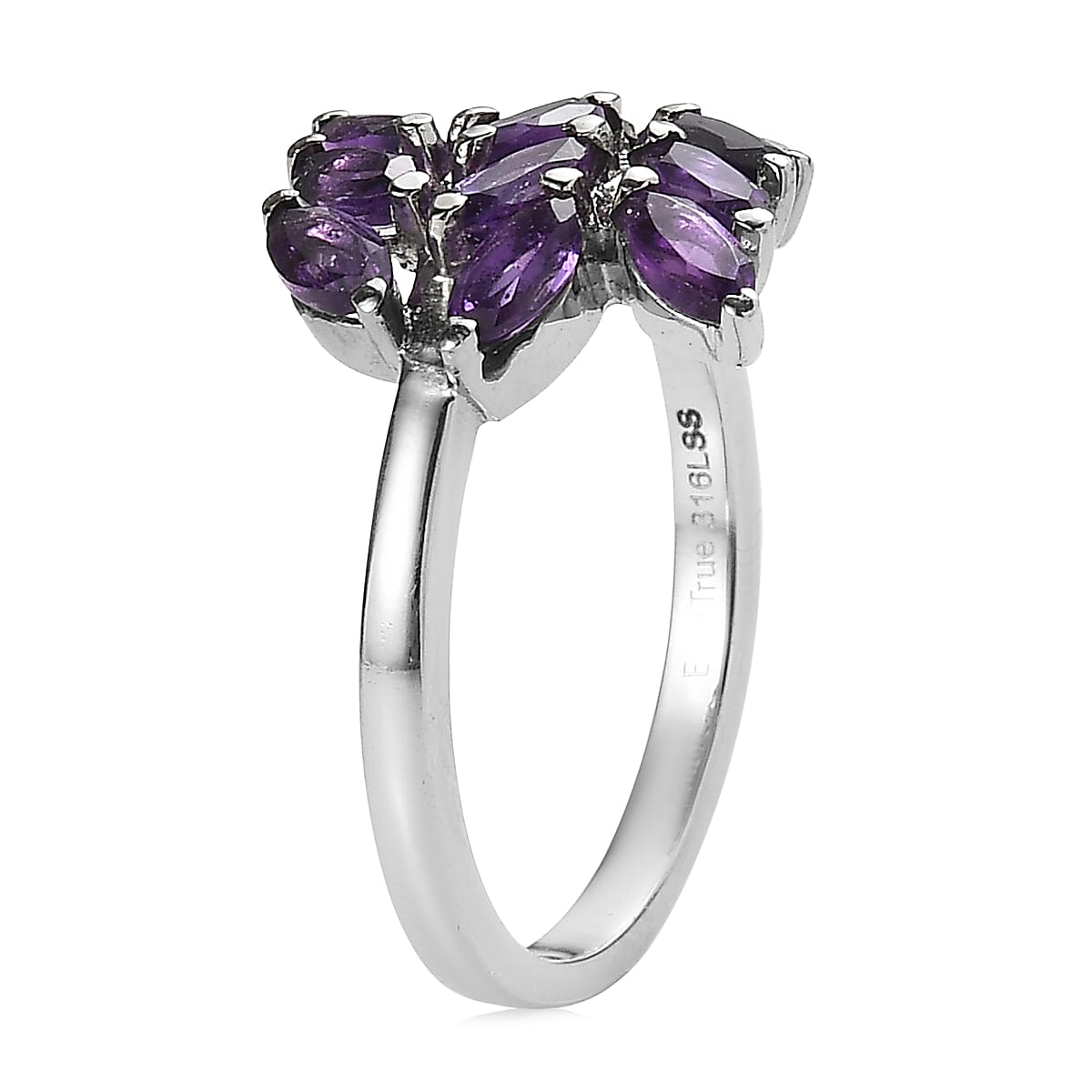 EverTrue African Amethyst 1.60 ctw Ring in Stainless Steel (Size 11.0)  image number 3