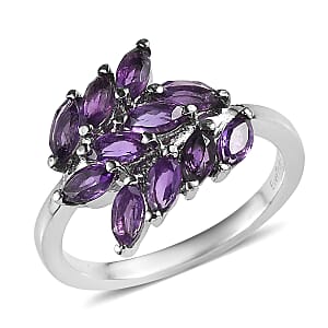 EverTrue African Amethyst 1.60 ctw Ring in Stainless Steel (Size 8.0) 