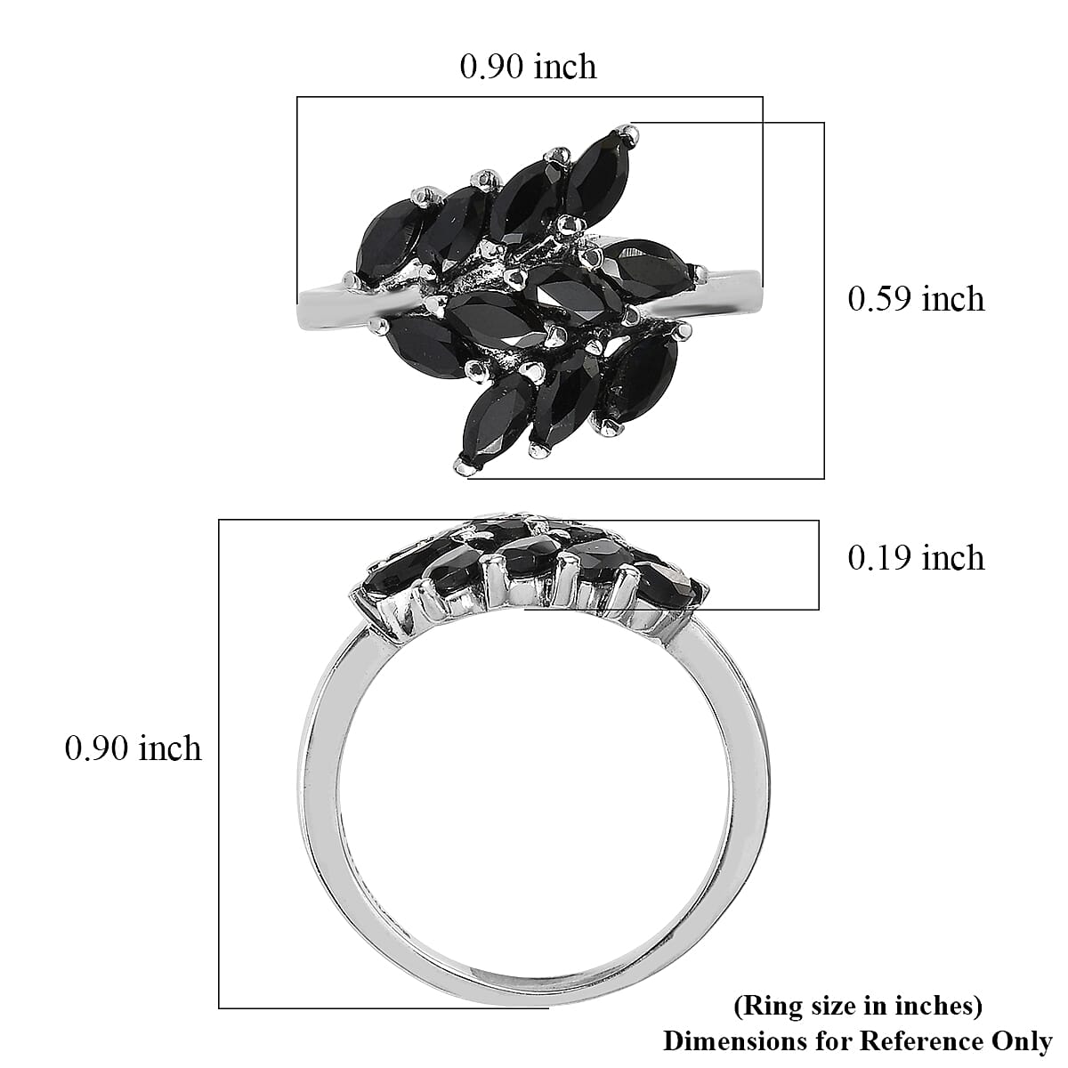 EverTrue Thai Black Spinel 2.20 ctw Ring in Stainless Steel (Size 6.0)  image number 5