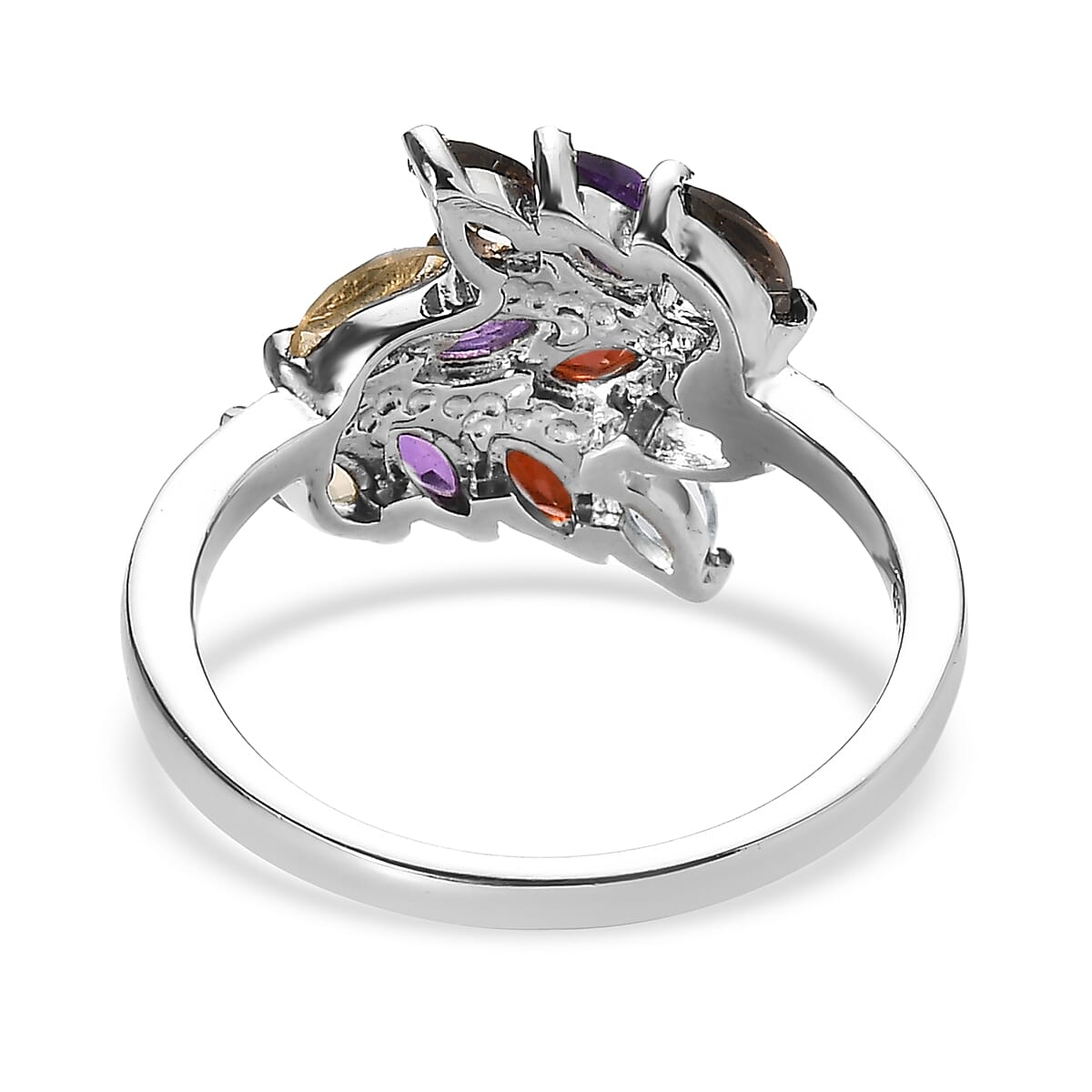 EverTrue Multi Gemstone 1.65 ctw Ring in Stainless Steel (Size 5.0)  image number 4