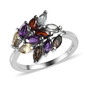 EverTrue Multi Gemstone 1.65 ctw Ring in Stainless Steel (Size 8.0) 