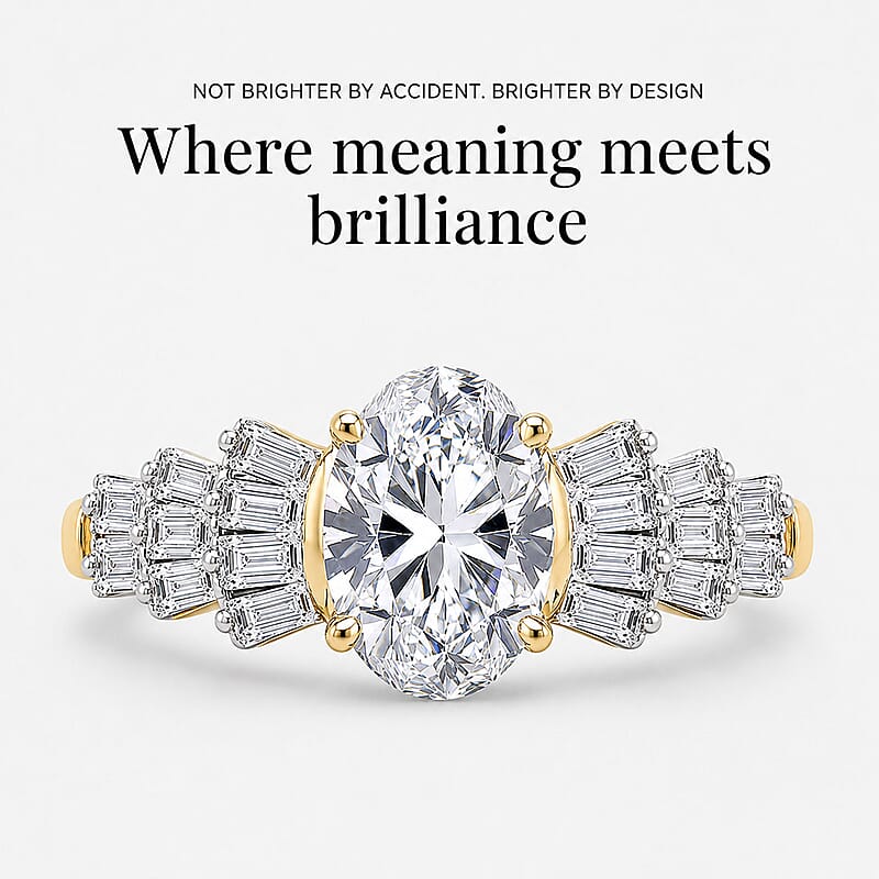 IGI Certified Luxuriant Lab Grown Diamond (E-F, VS) Ring in 10K Yellow Gold 1.55 ctw (Size 10.0)