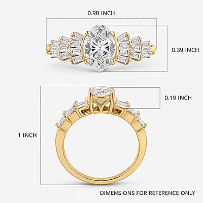 IGI Certified Luxuriant Lab Grown Diamond (E-F, VS) Ring in 10K Yellow Gold 1.55 ctw (Size 10.0)
