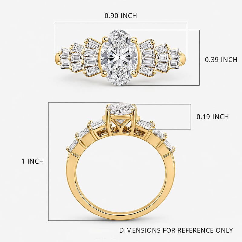 IGI Certified Luxuriant Lab Grown Diamond (E-F, VS) Ring in 10K Yellow Gold 1.55 ctw (Size 10.0)