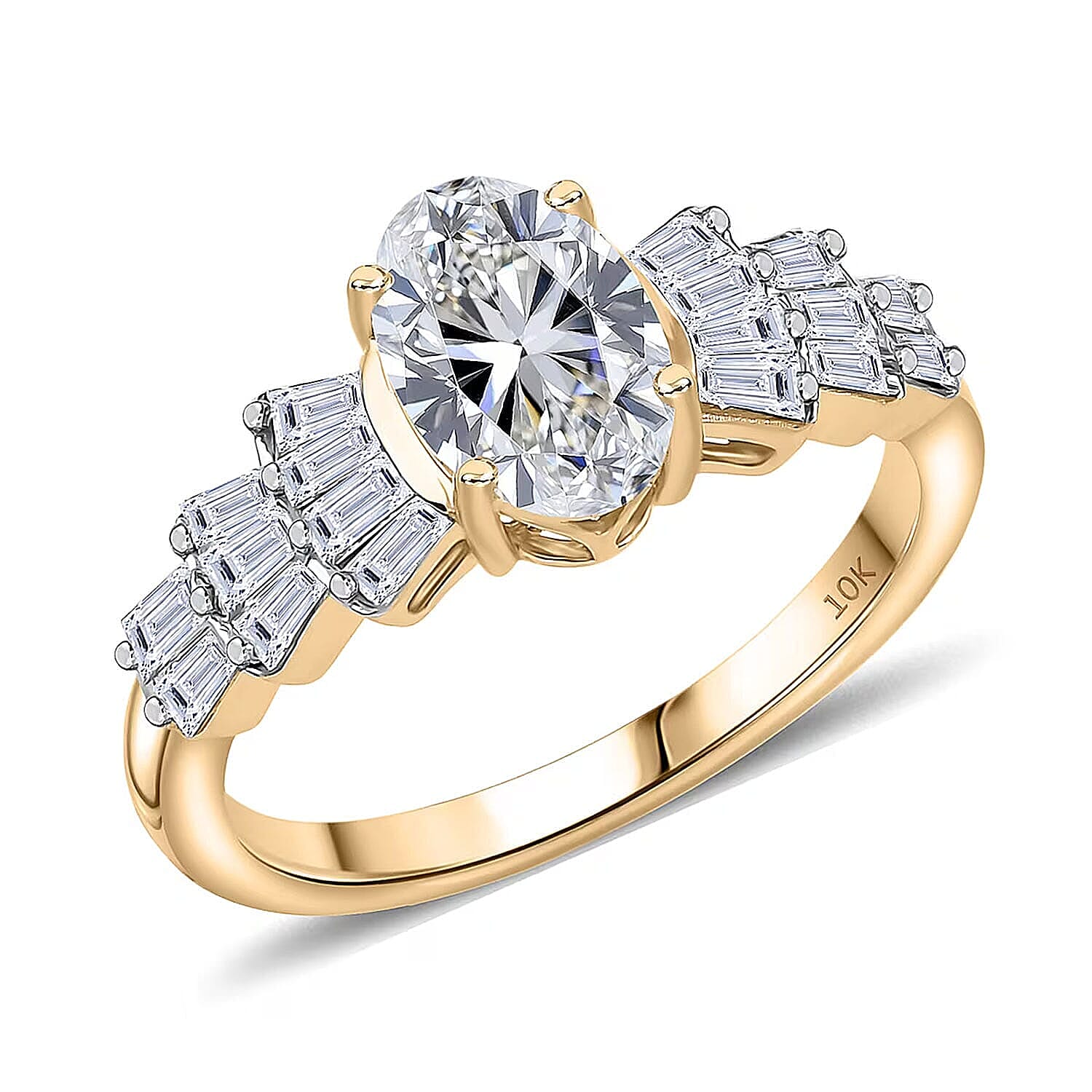 IGI Certified Luxuriant Lab Grown Diamond (E-F, VS) Ring in 10K Yellow Gold 1.55 ctw (Size 5.0)