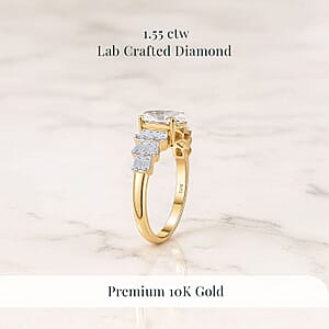 IGI Certified Luxuriant Lab Grown Diamond (E-F, VS) Ring in 10K Yellow Gold 1.55 ctw (Size 6.0)