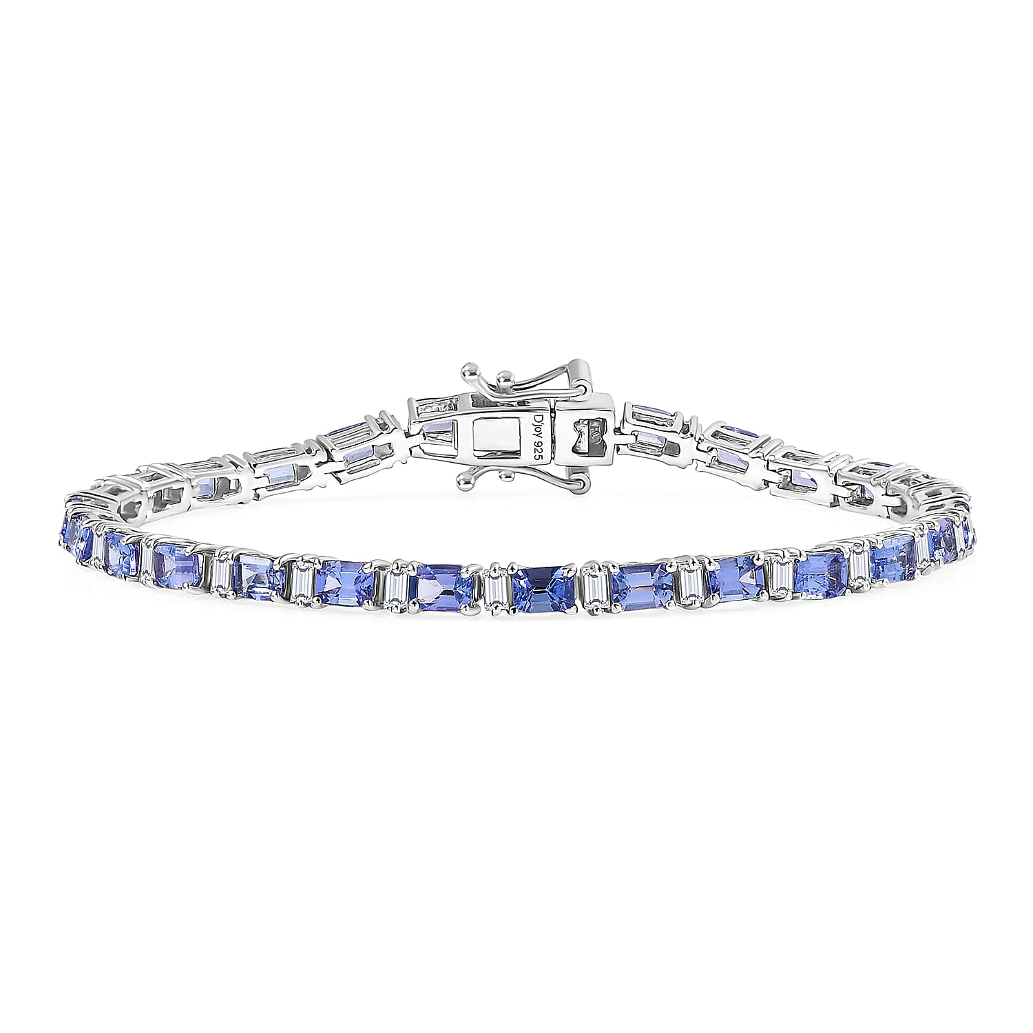 D'Joy Premium Tanzanite and Moissanite 7.10 ctw Floral Vine Bracelet in Rhodium Over Sterling Silver (6.50 In)