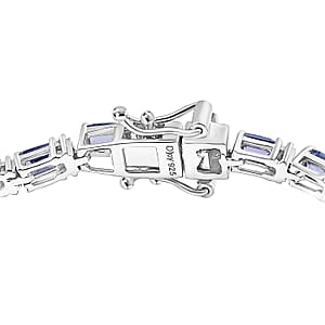 D'Joy Premium Tanzanite and Moissanite 7.10 ctw Floral Vine Bracelet in Rhodium Over Sterling Silver (6.50 In)