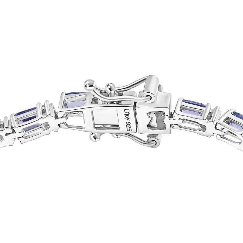 D'Joy Premium Tanzanite and Moissanite 7.10 ctw Floral Vine Bracelet in Rhodium Over Sterling Silver (6.50 In)