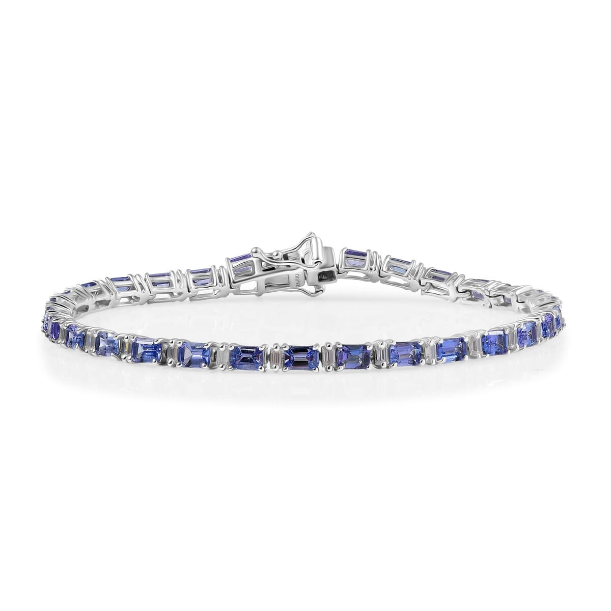 D’Joy Tanzanite and Moissanite 7.90 ctw Bracelet in Rhodium Over Sterling Silver (7.25 In) image number 0