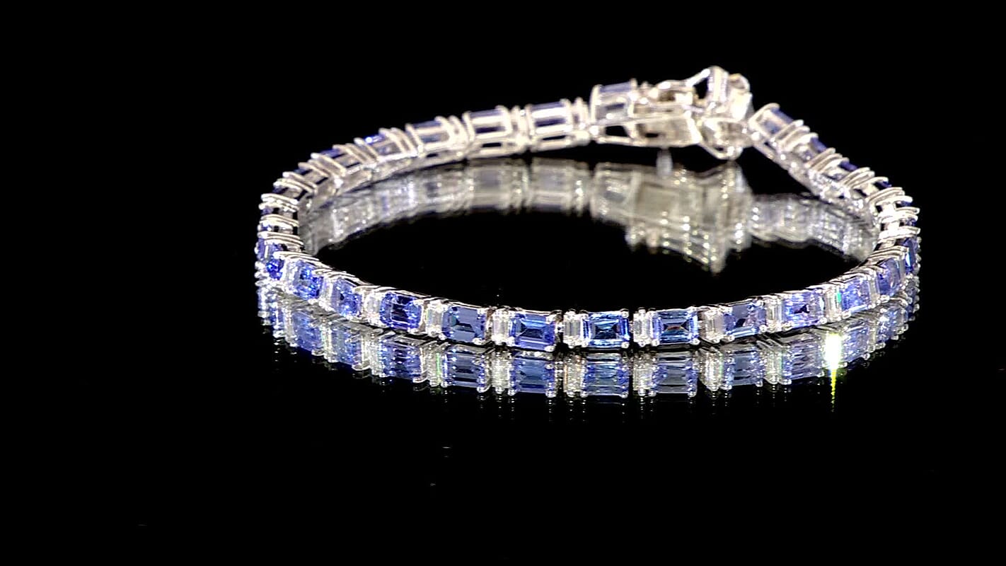 D’Joy Premium Kagem Zambian Emerald, Moissanite Bracelet in Rhodium Over Sterling Silver (6.50 In) 6.45 ctw